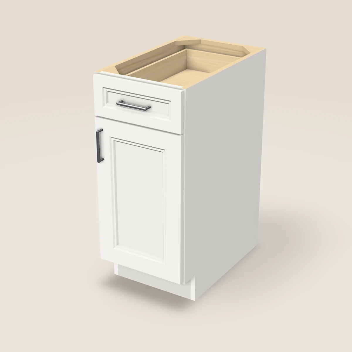 15" Single Door Single Drawer Base Cabinet, 3D picture