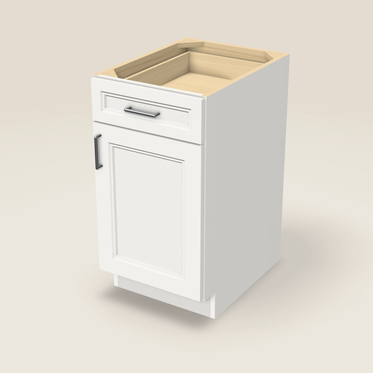 18" Single Door Single Drawer Base Cabinet, 3D picture