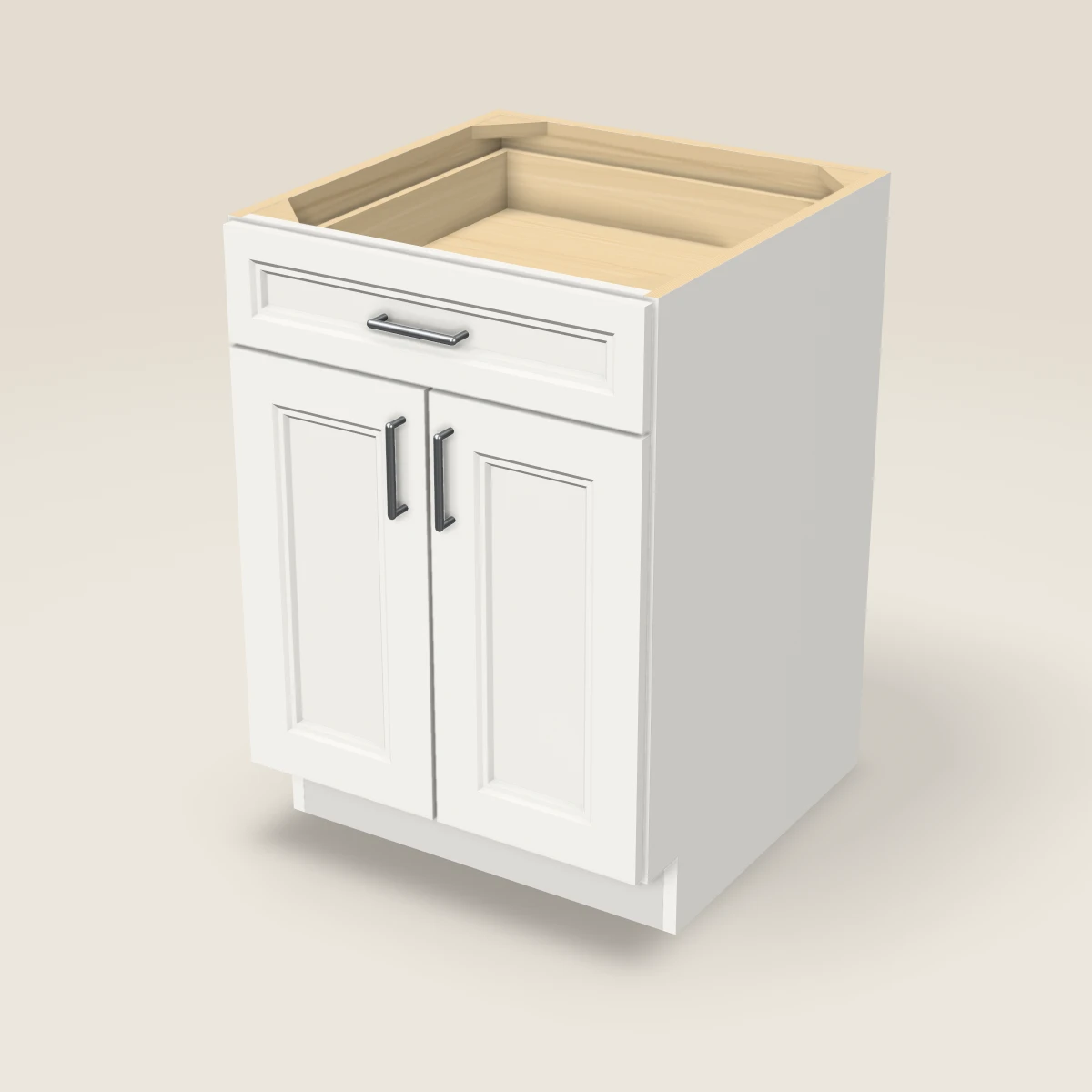 24" Double Door Single Drawer Base Cabinet, 3D picture