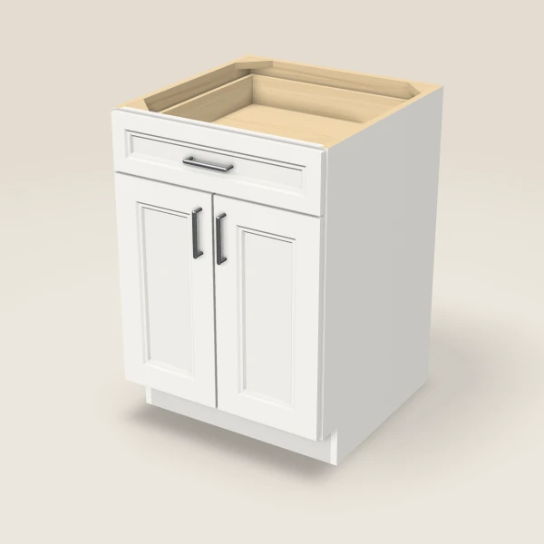 24" Double Door Single Drawer Base Cabinet, 3D picture