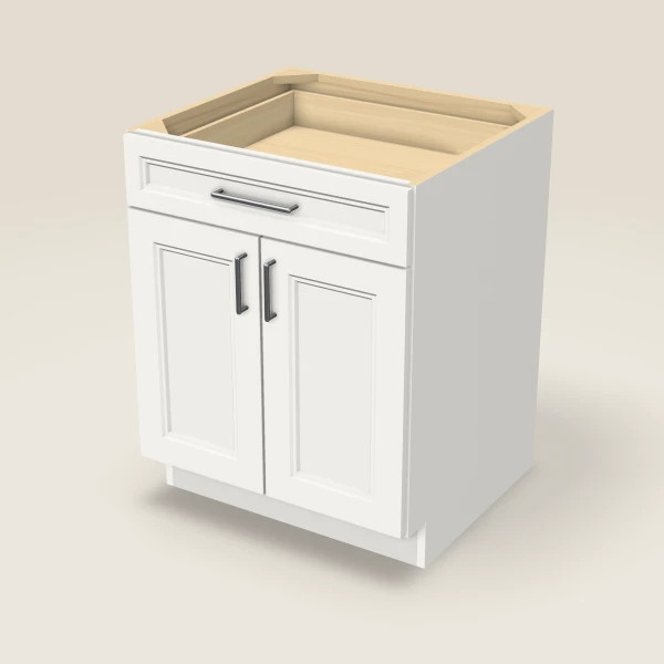 27" Double Door Single Drawer Base Cabinet, 3D picture