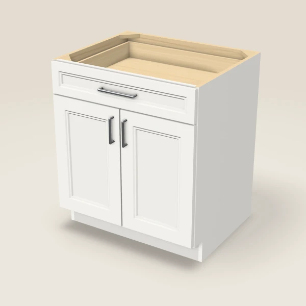30" Double Door Single Drawer Base Cabinet, 3D picture
