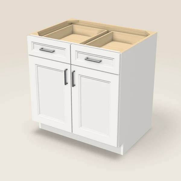 33" Double Door Double Drawer Base Cabinet, 3D picture