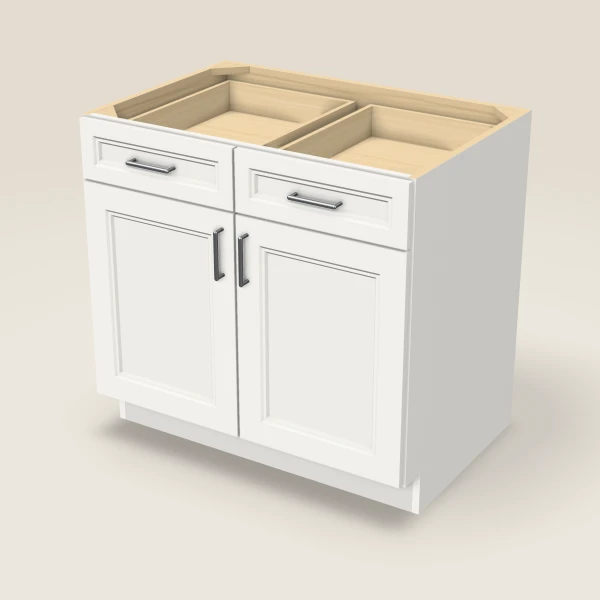 36" Double Door Double Drawer Base Cabinet, 3D picture