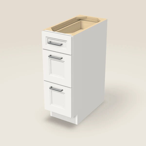 12" Three Drawer Base Cabinet, 3D picture