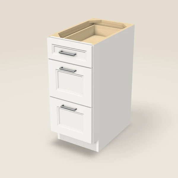 15" Three Drawer Base Cabinet, 3D picture