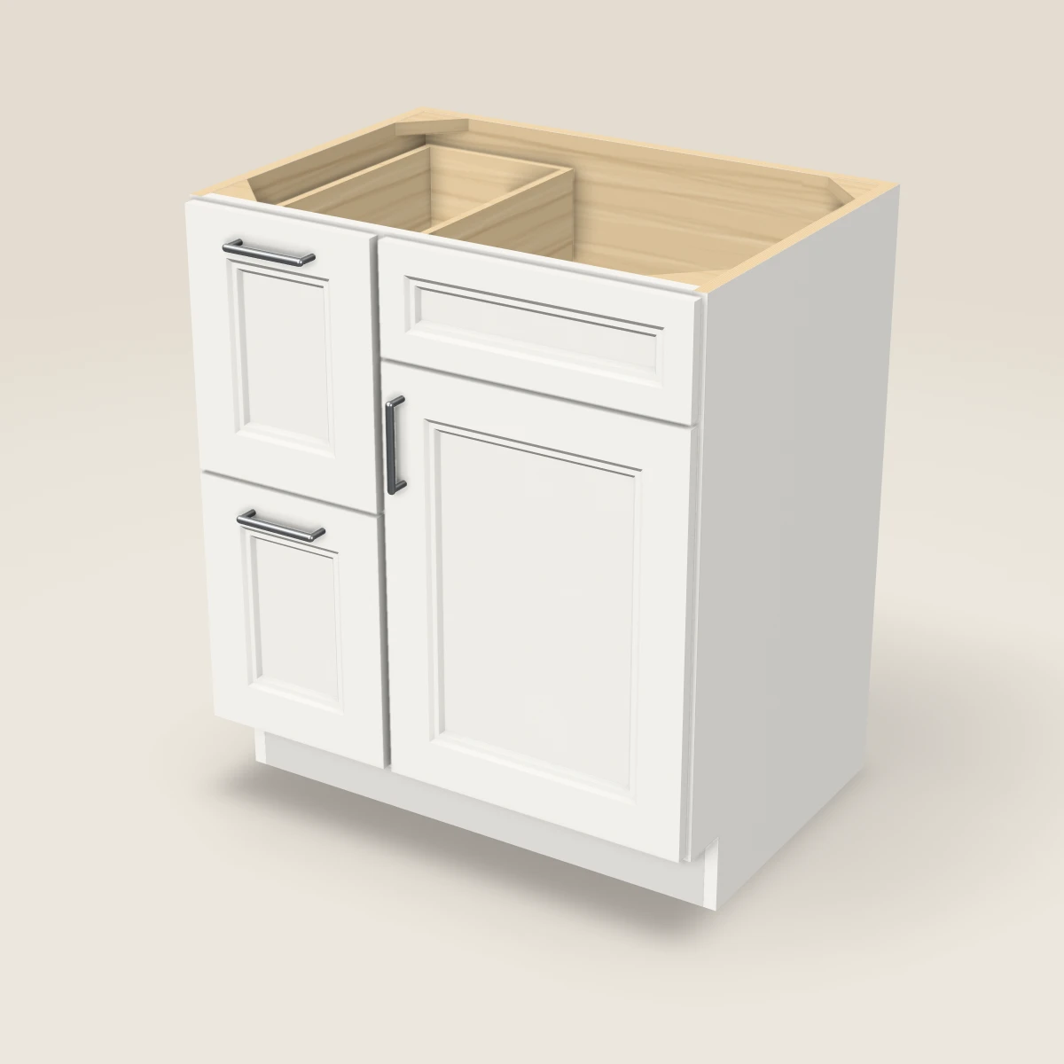 30" Single Door Double Drawer Vanity Cabinet, 3D picture