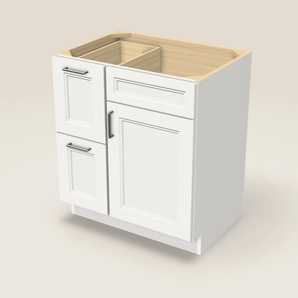 30" Single Door Double Drawer Vanity Cabinet, 3D picture
