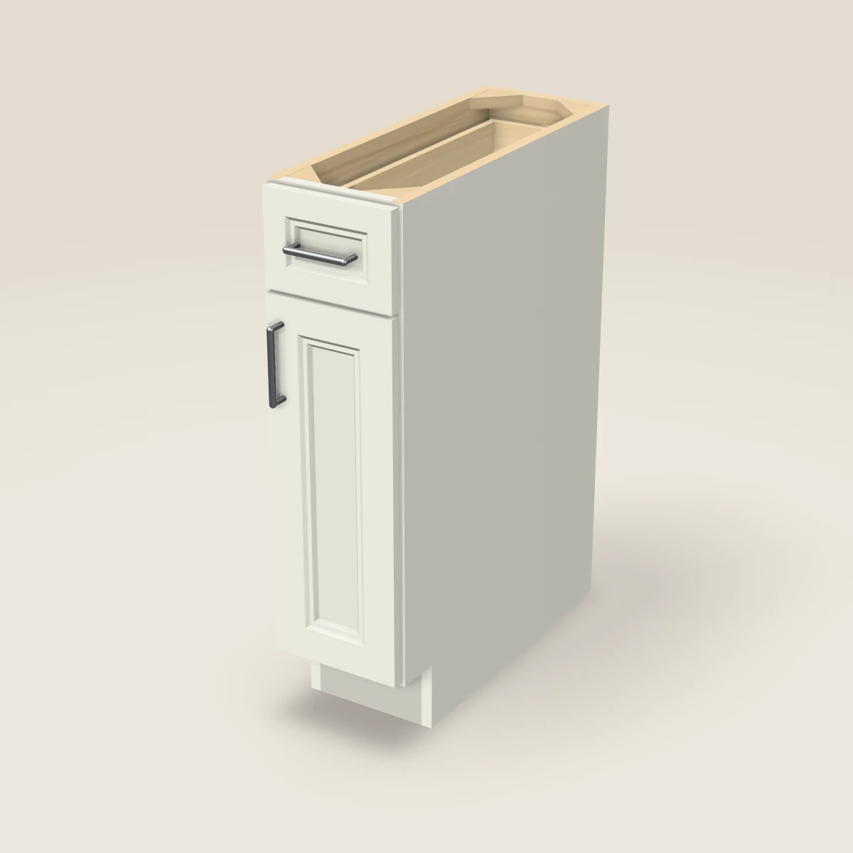 9" Single Door Single Drawer Base Cabinet, 3D picture