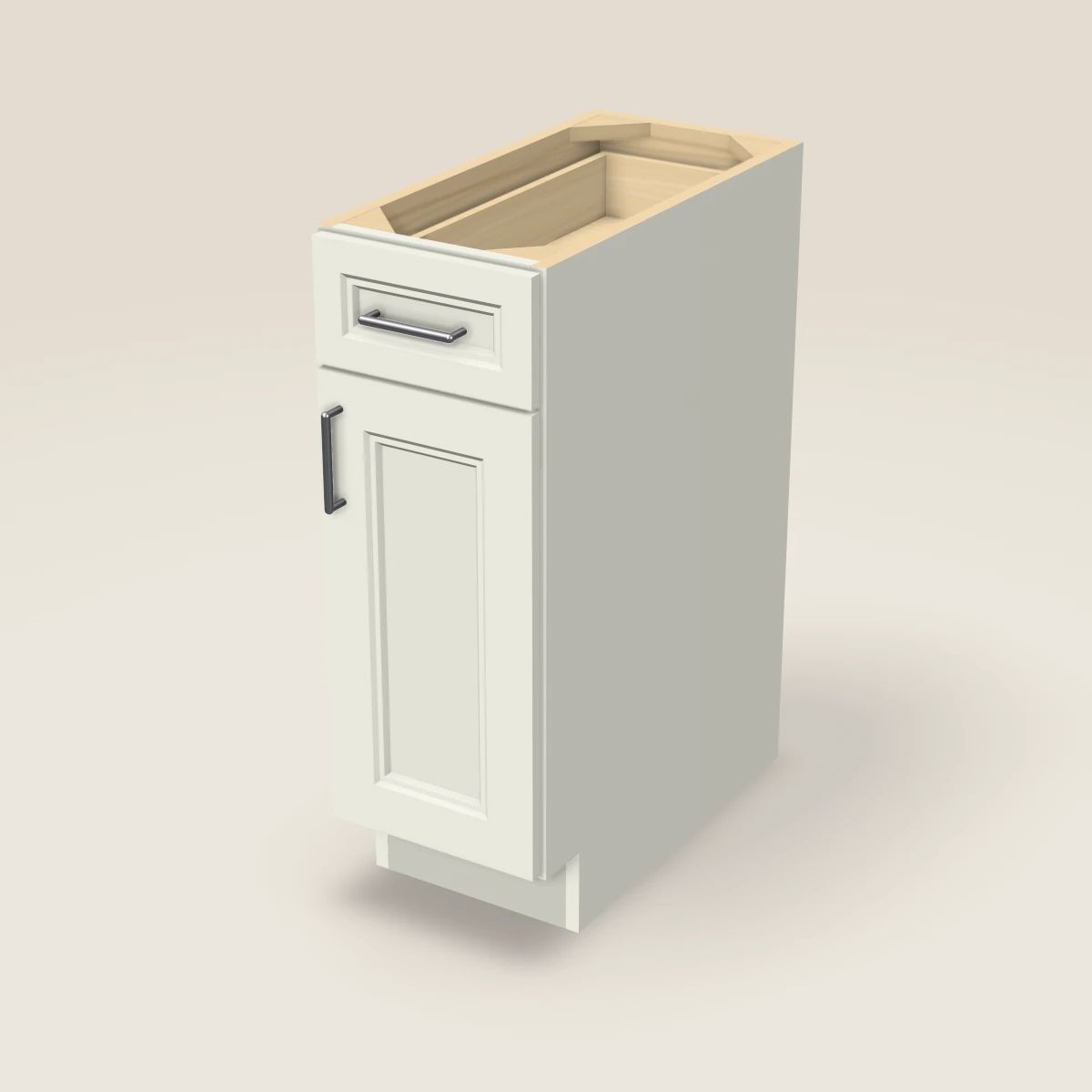 12" Single Door Single Drawer Base Cabinet, 3D picture