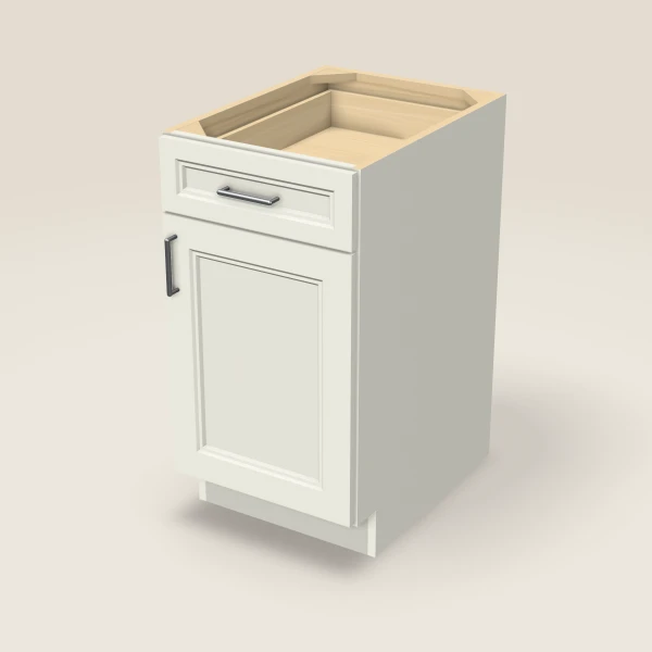 18" Single Door Single Drawer Base Cabinet, 3D picture