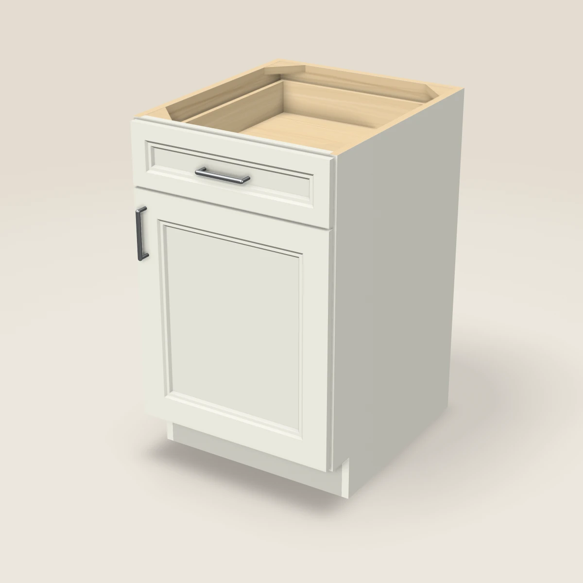 21" Single Door Single Drawer Base Cabinet, 3D picture