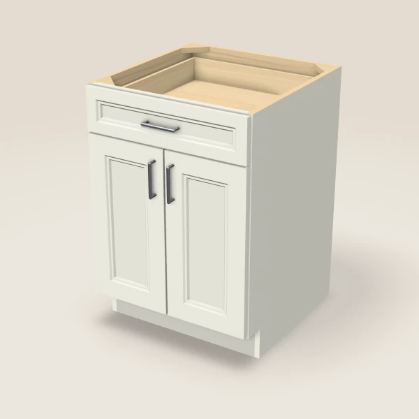 24" Double Door Single Drawer Base Cabinet, 3D picture