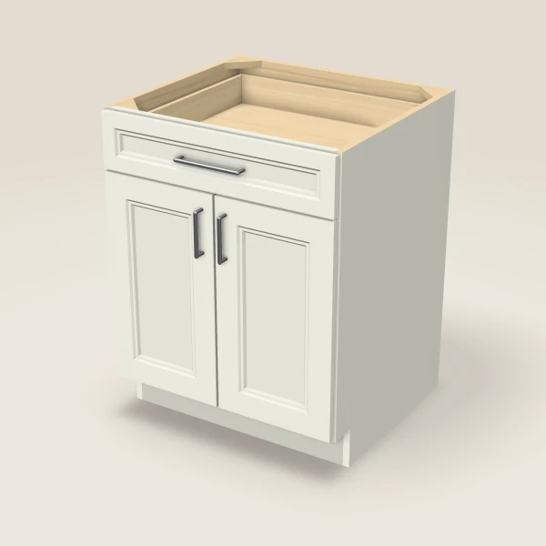 27" Double Door Single Drawer Base Cabinet, 3D picture