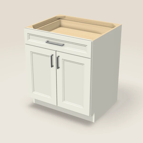 30" Double Door Single Drawer Base Cabinet, 3D picture