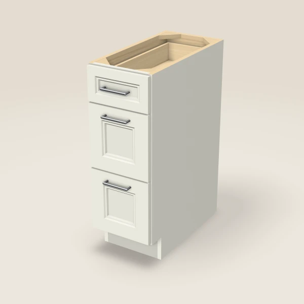 12" Three Drawer Base Cabinet, 3D picture