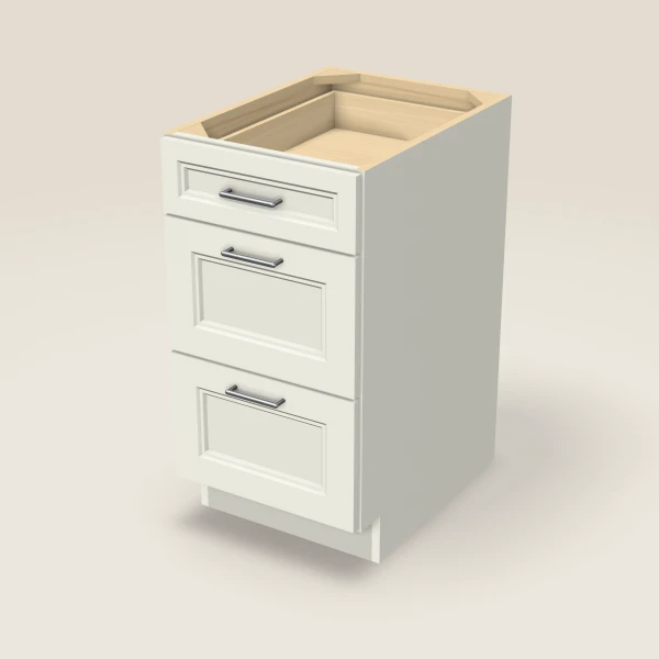 18" Three Drawer Base Cabinet, 3D picture