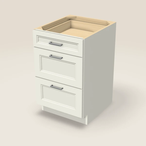 21" Three Drawer Base Cabinet, 3D picture