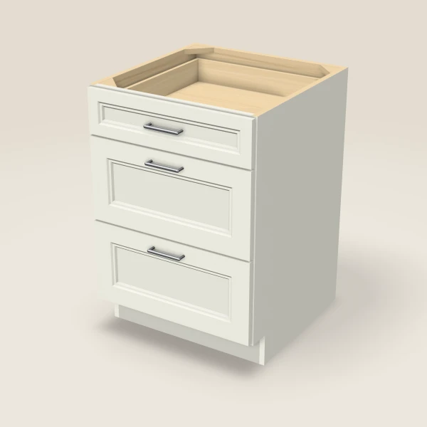 24" Three Drawer Base Cabinet, 3D picture