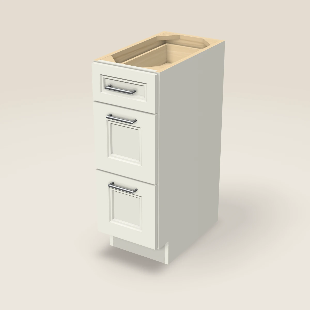 12" Three Drawer Vanity Cabinet, 3D picture