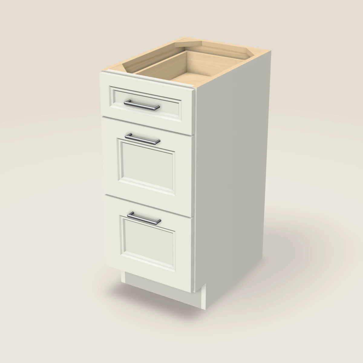 15" Three Drawer Vanity Cabinet, 3D picture