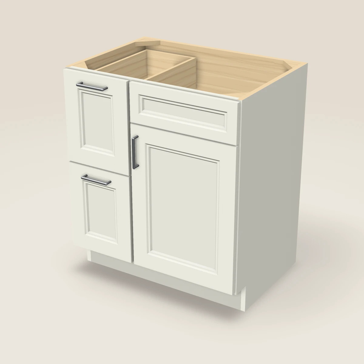 30" Single Door Double Drawer Vanity Cabinet, 3D picture