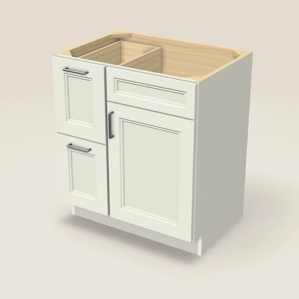 30" Single Door Double Drawer Vanity Cabinet, 3D picture