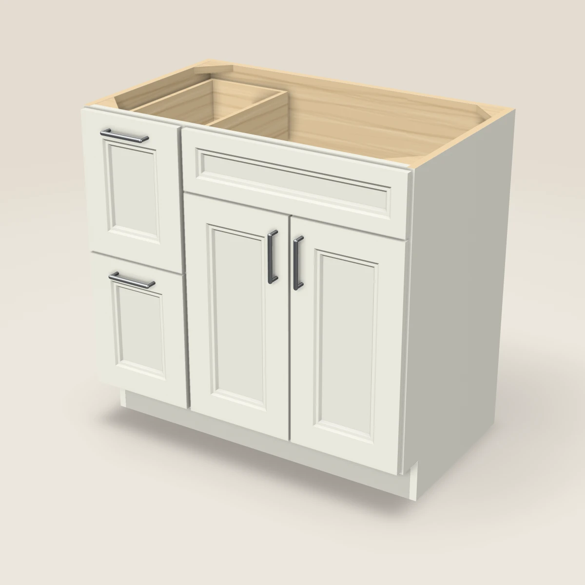 36" Double Door Double Drawer Vanity Cabinet, 3D picture