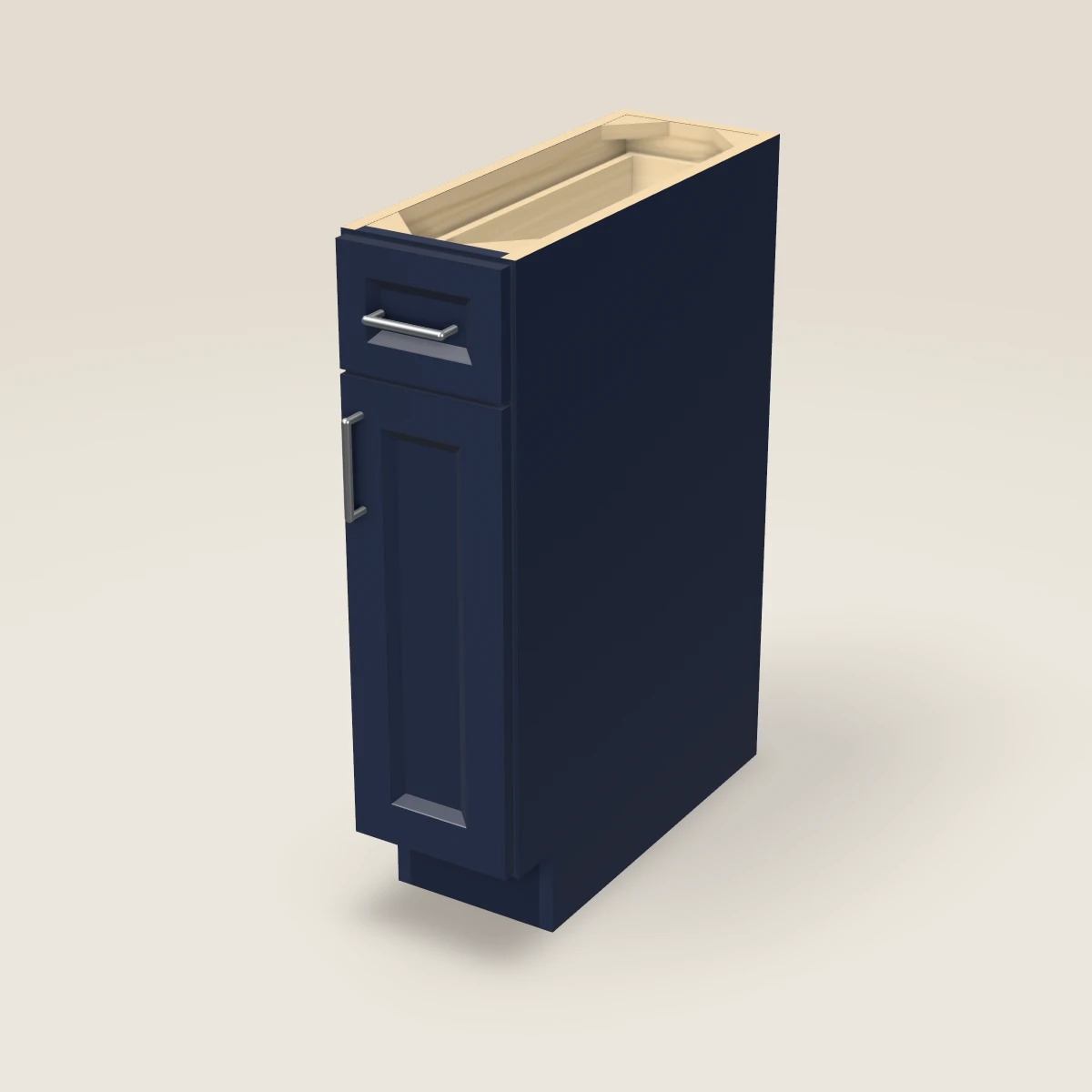 9" Single Door Single Drawer Base Cabinet, 3D picture