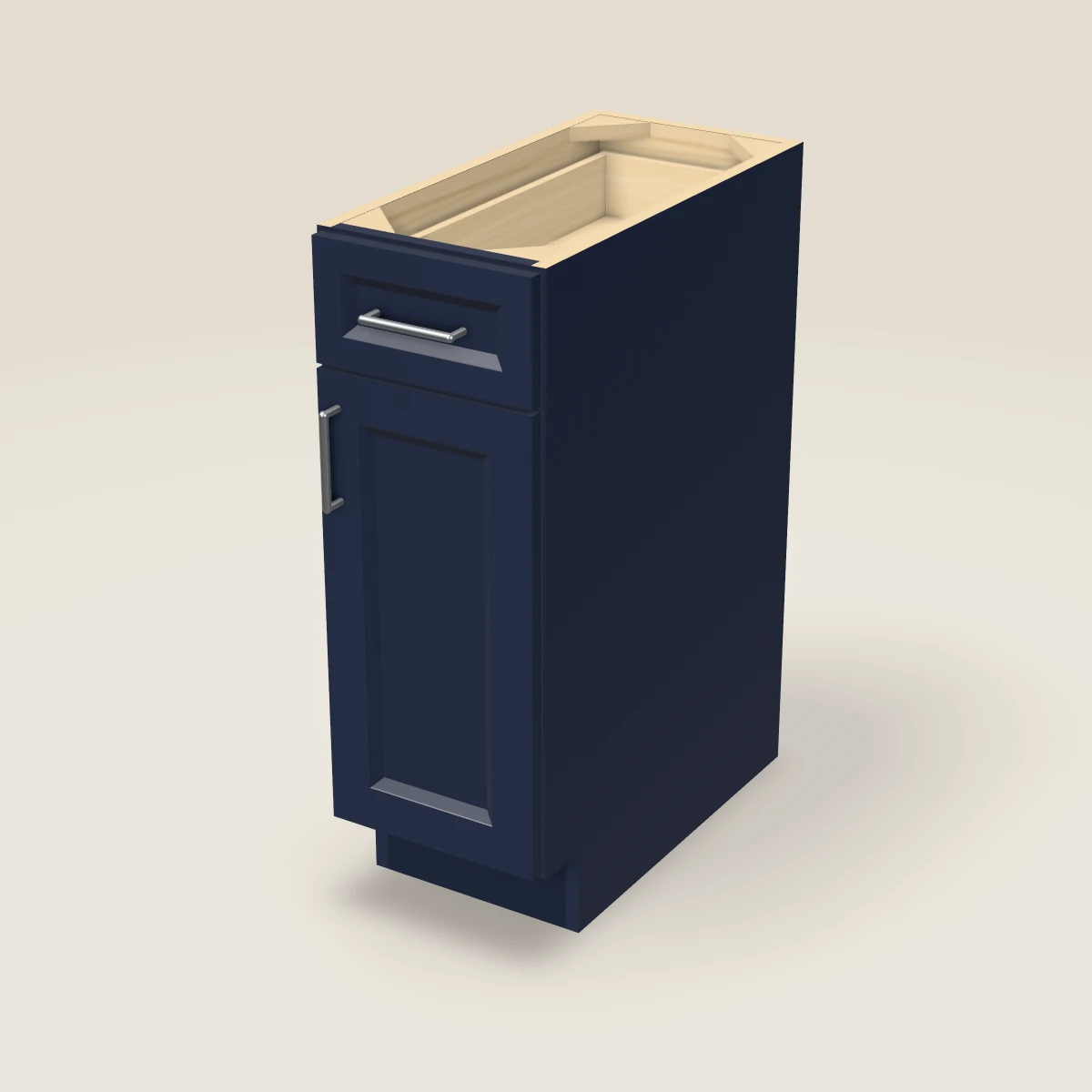 12" Single Door Single Drawer Base Cabinet, 3D picture