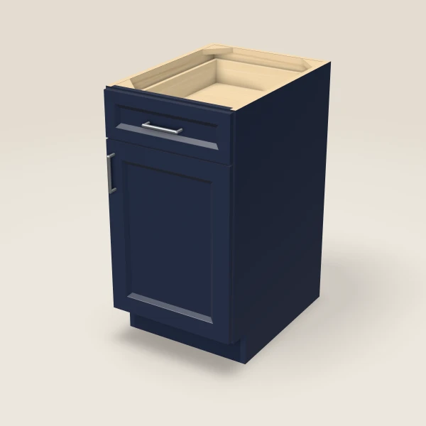 18" Single Door Single Drawer Base Cabinet, 3D picture