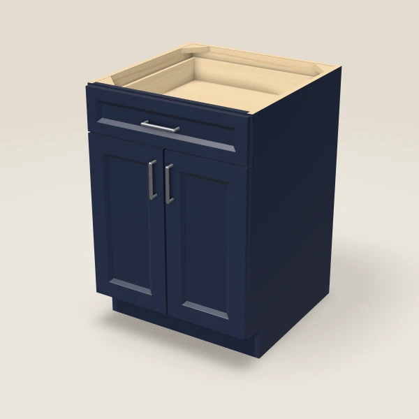 24" Double Door Single Drawer Base Cabinet, 3D picture