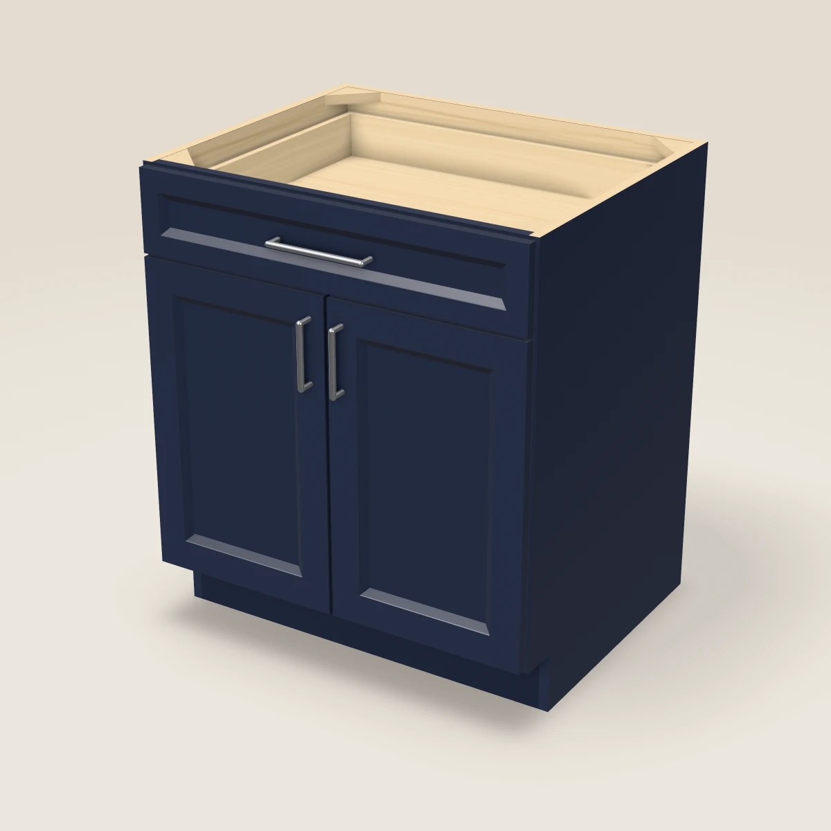 30" Double Door Single Drawer Base Cabinet, 3D picture