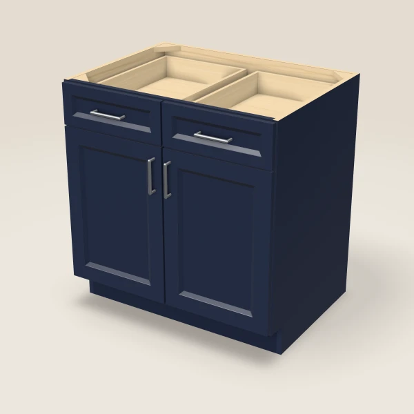 33" Double Door Double Drawer Base Cabinet, 3D picture