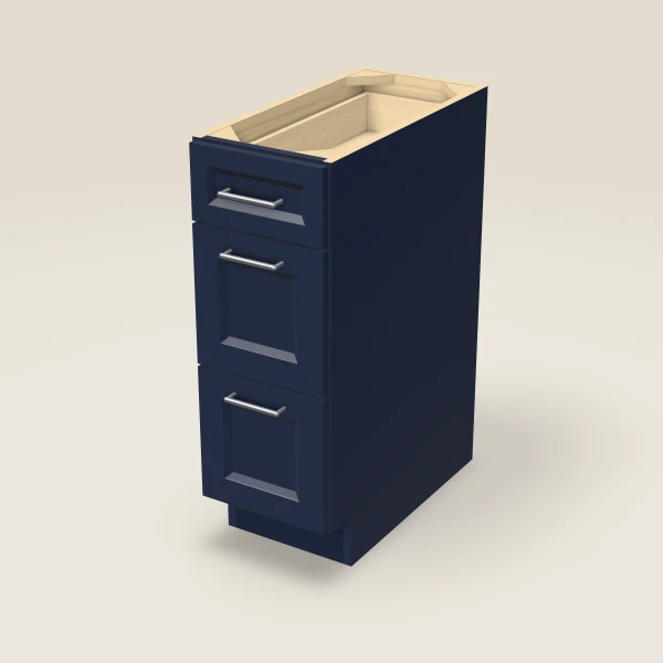 12" Three Drawer Base Cabinet, 3D picture