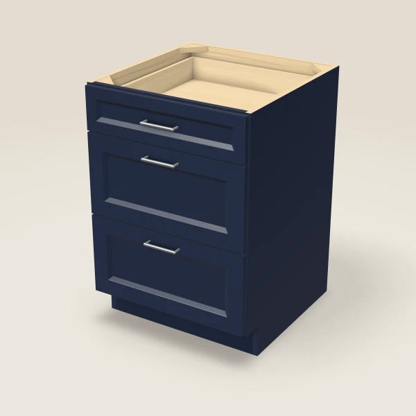 24" Three Drawer Base Cabinet, 3D picture