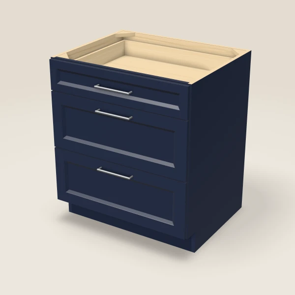 30" Three Drawer Base Cabinet, 3D picture