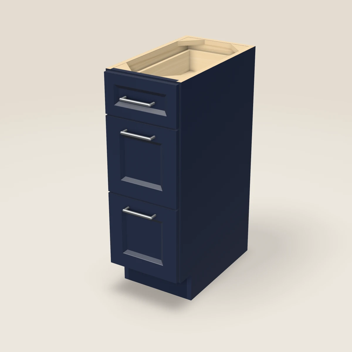 Tocador de baño (tres cajones) de 12", imagen en 3D