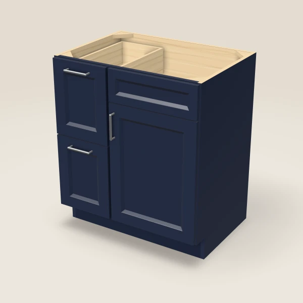 30" Single Door Double Drawer Vanity Cabinet, 3D picture