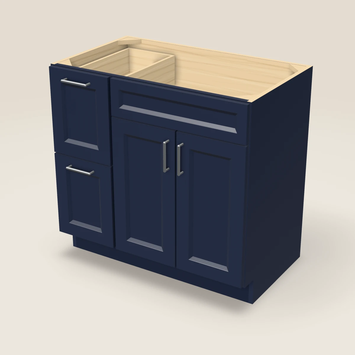36" Double Door Double Drawer Vanity Cabinet, 3D picture