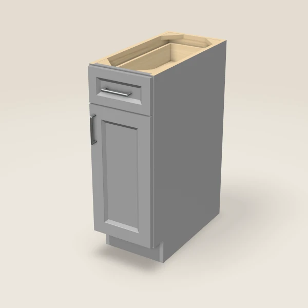12" Single Door Single Drawer Base Cabinet, 3D picture