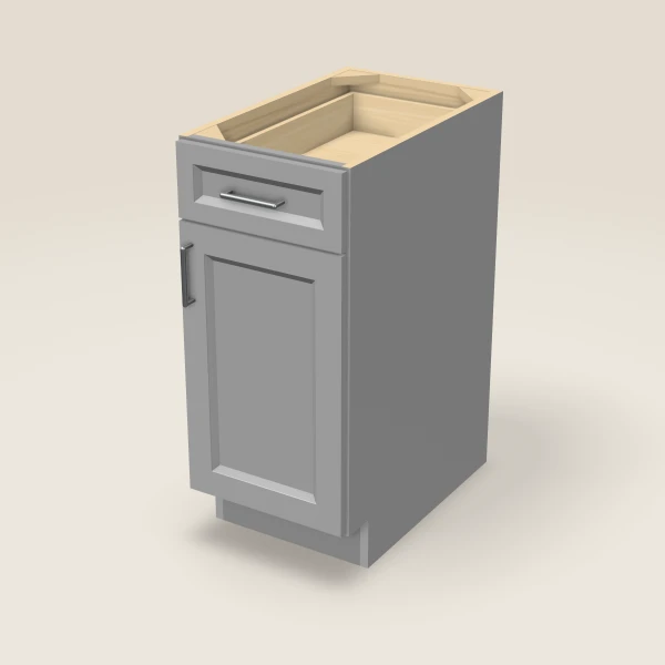 15" Single Door Single Drawer Base Cabinet, 3D picture