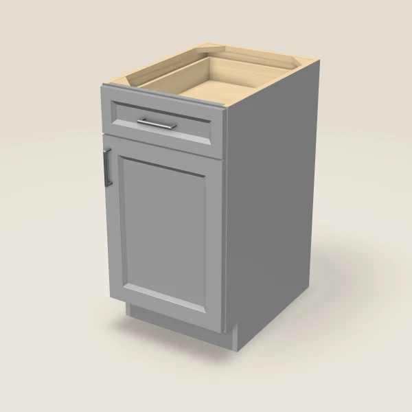 18" Single Door Single Drawer Base Cabinet, 3D picture