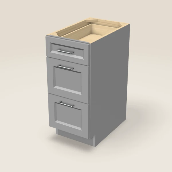 15" Three Drawer Base Cabinet, 3D picture