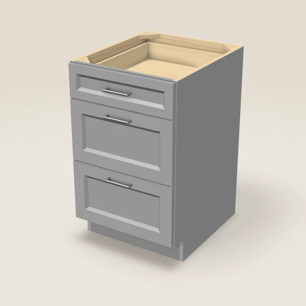 21" Three Drawer Base Cabinet, 3D picture