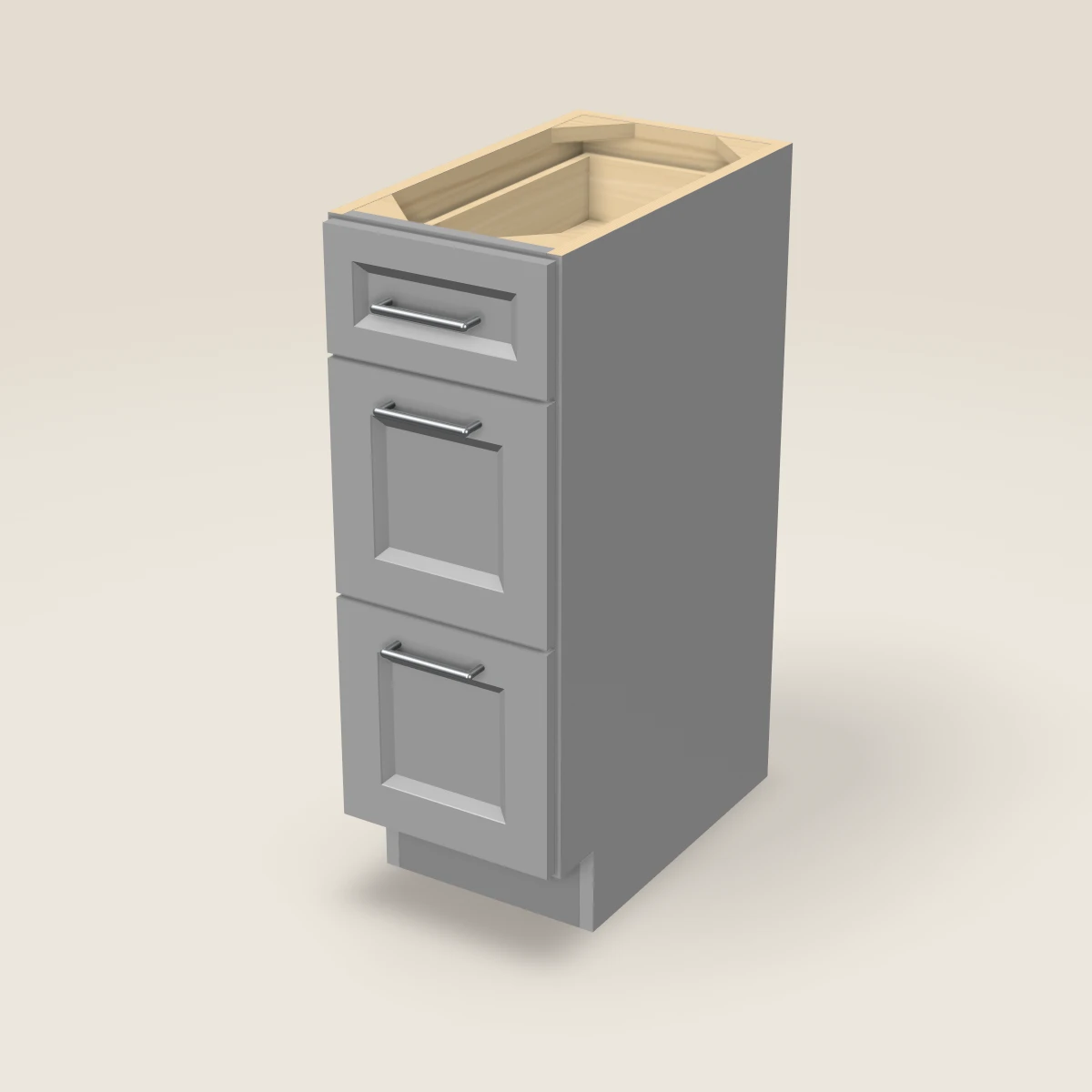 12" Three Drawer Vanity Cabinet, 3D picture