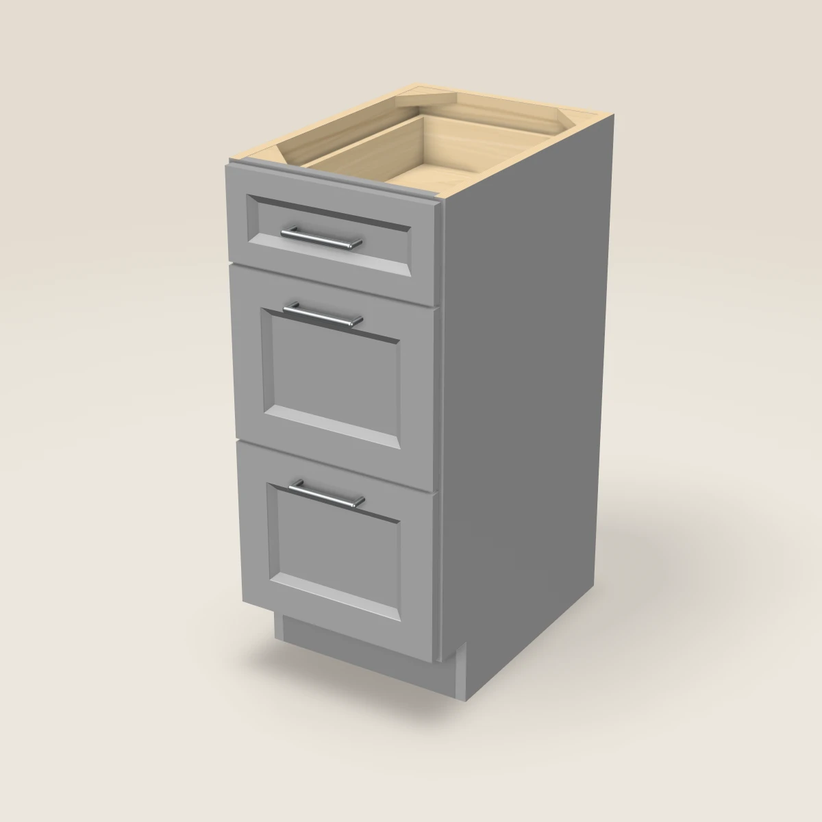 15" Three Drawer Vanity Cabinet, 3D picture