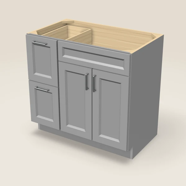 36" Double Door Double Drawer Vanity Cabinet, 3D picture