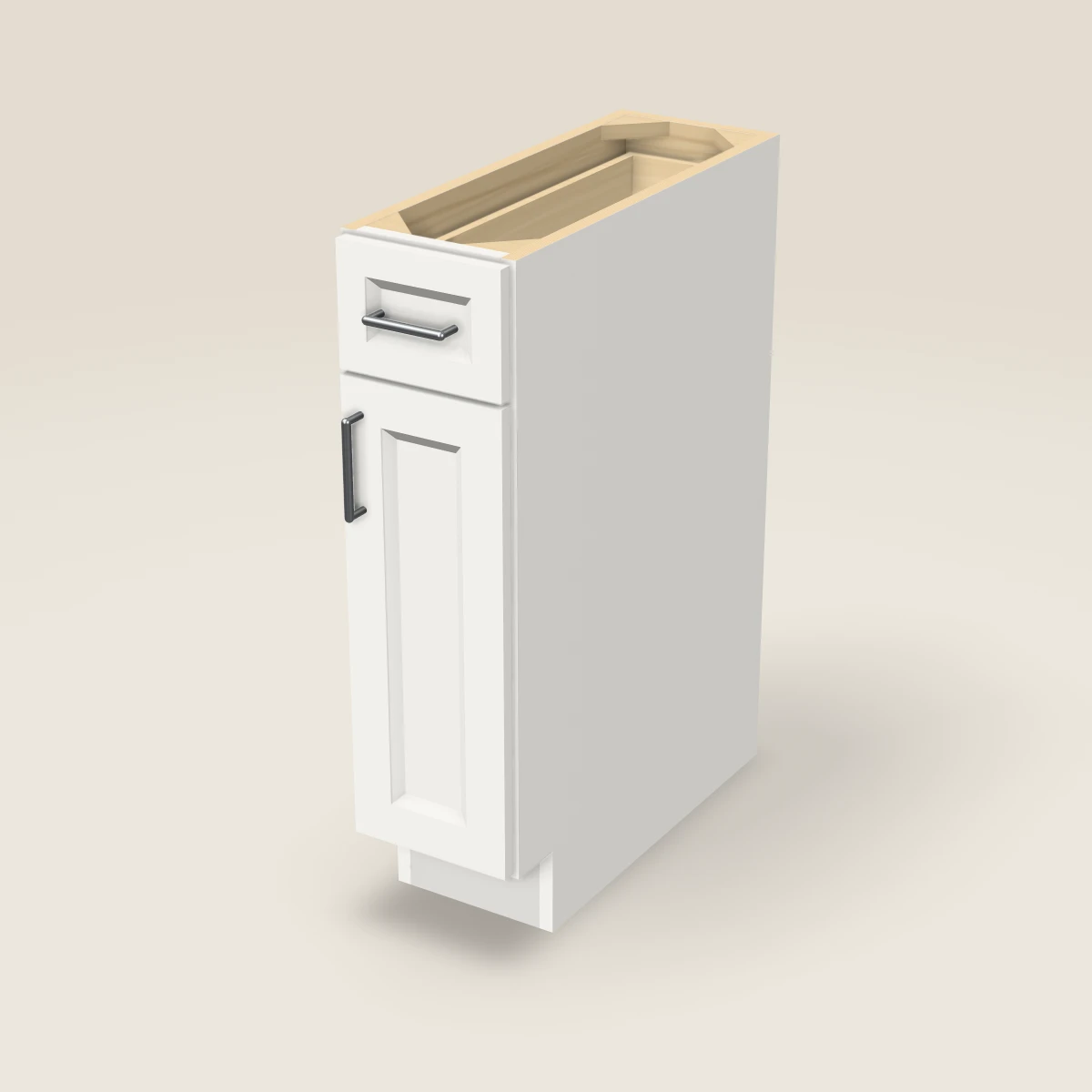 9" Single Door Single Drawer Base Cabinet, 3D picture