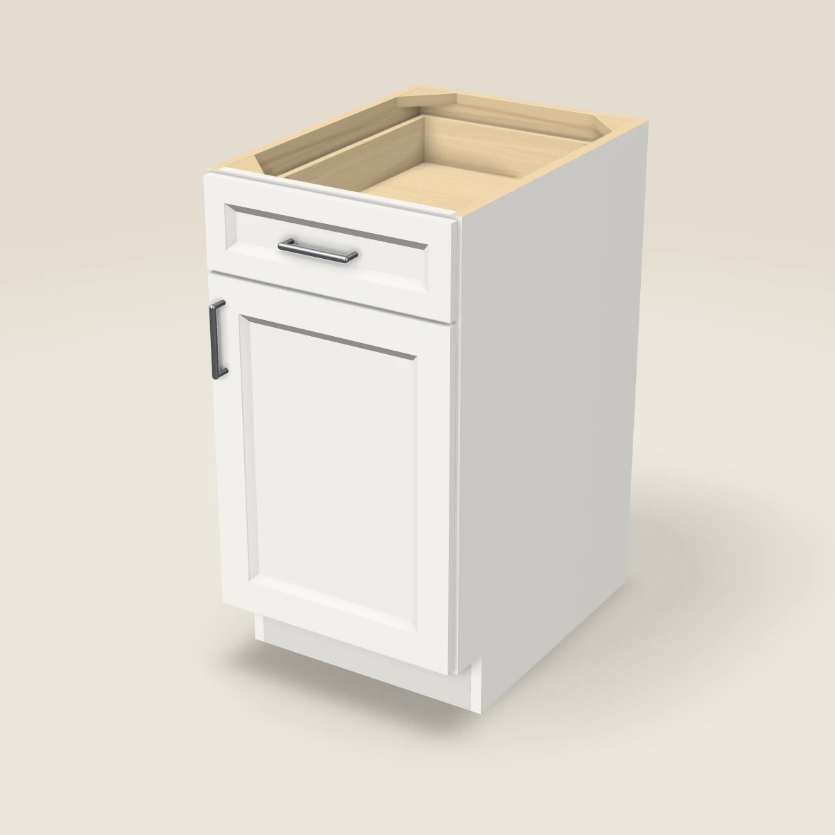 18" Single Door Single Drawer Base Cabinet, 3D picture
